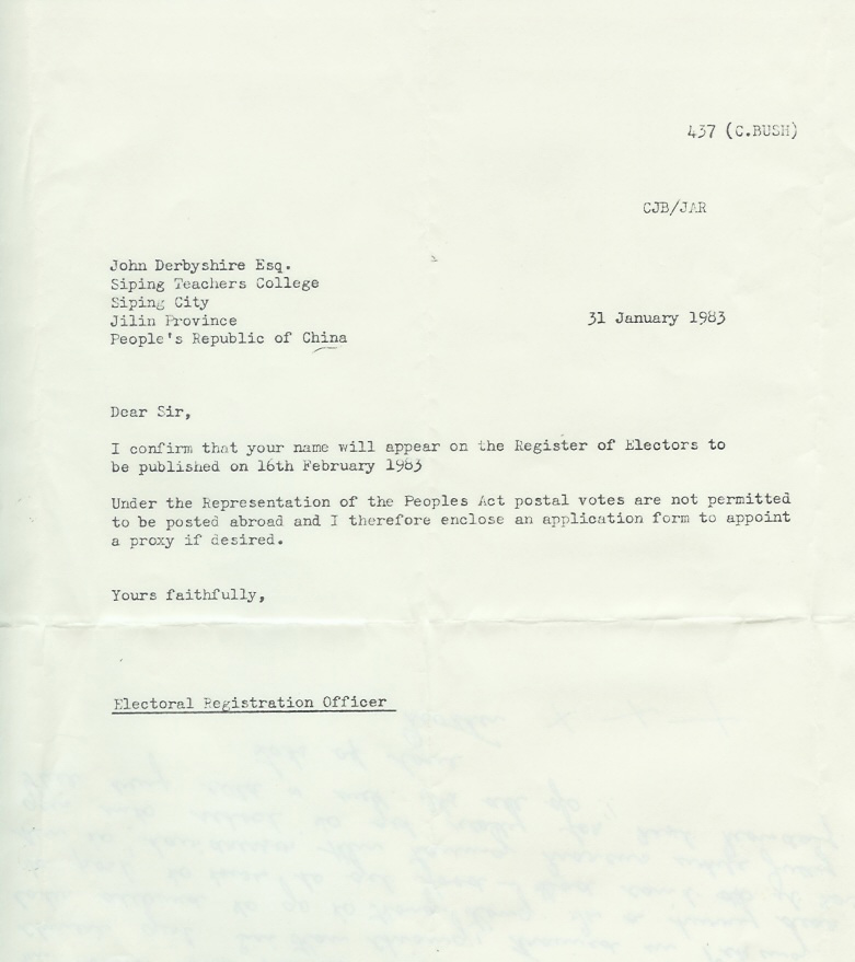 Letter from Electoral Officer